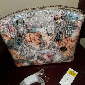Brahmin Multicolor Croc-Embossed Satchel